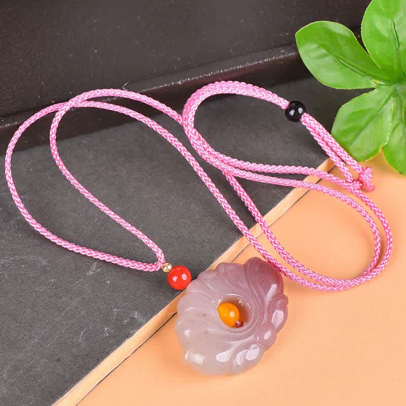 KarmaRipple's KarmaRipple's ink Golden Silk Jade Lotus Flower Wealth Pendant Necklace p1