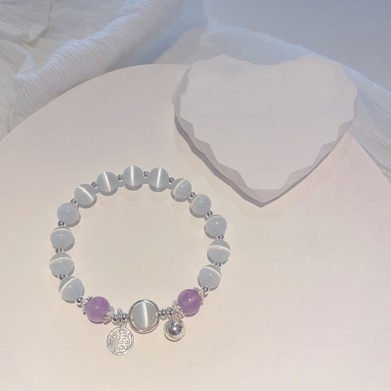 KarmaRipple's Cat's Eye Amethyst Fu Character Bell Talisman Support Bracelet p4