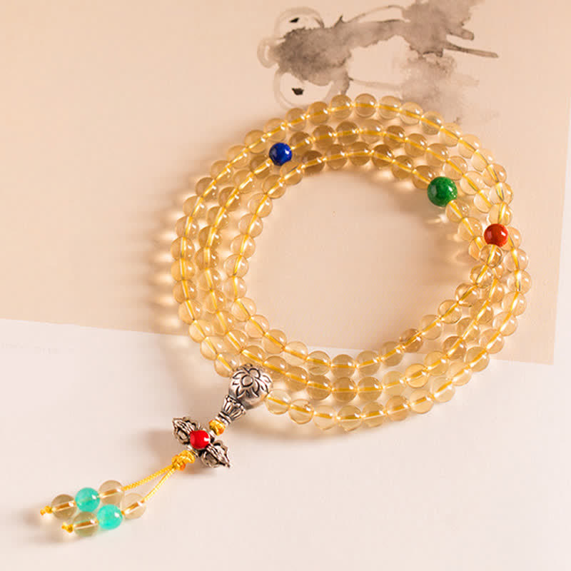 KarmaRipple's 925 Sterling Silver 108 Mala Beadwork Authentic Citrine Red Agate Amber Pleasure Talisman Bracelet p21