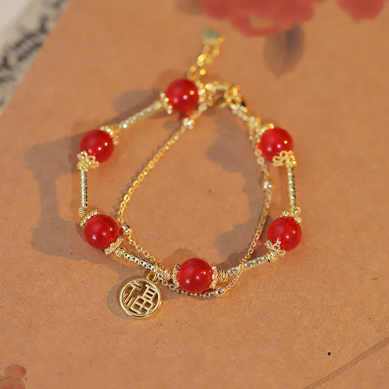KarmaRipple's Red Agate Fu Character Talisman Self-acceptance Bracelet p14