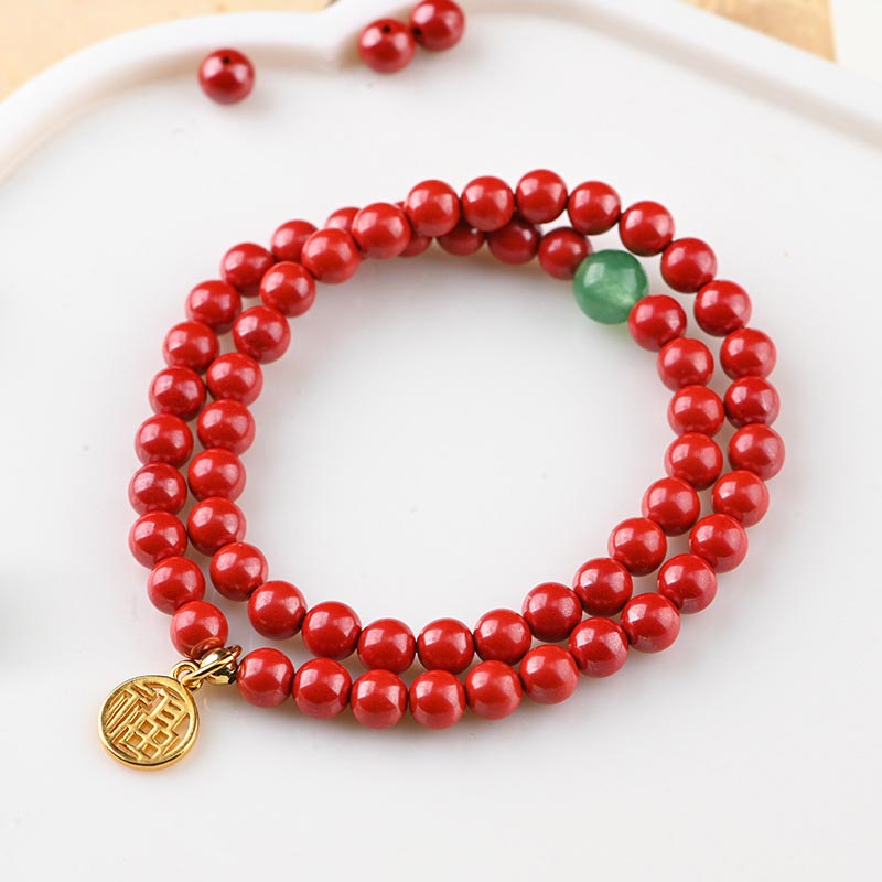 KarmaRipple's Tibetan Cinnabar Green Aventurine Fortune Bracelet Pendant p5