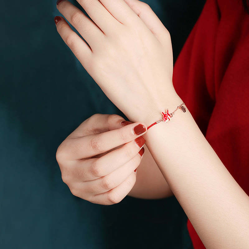KarmaRipple's 925 Sterling Silver Color-changing Chinese Zodiac Fortune Protection Red String Chain Bracelet p25