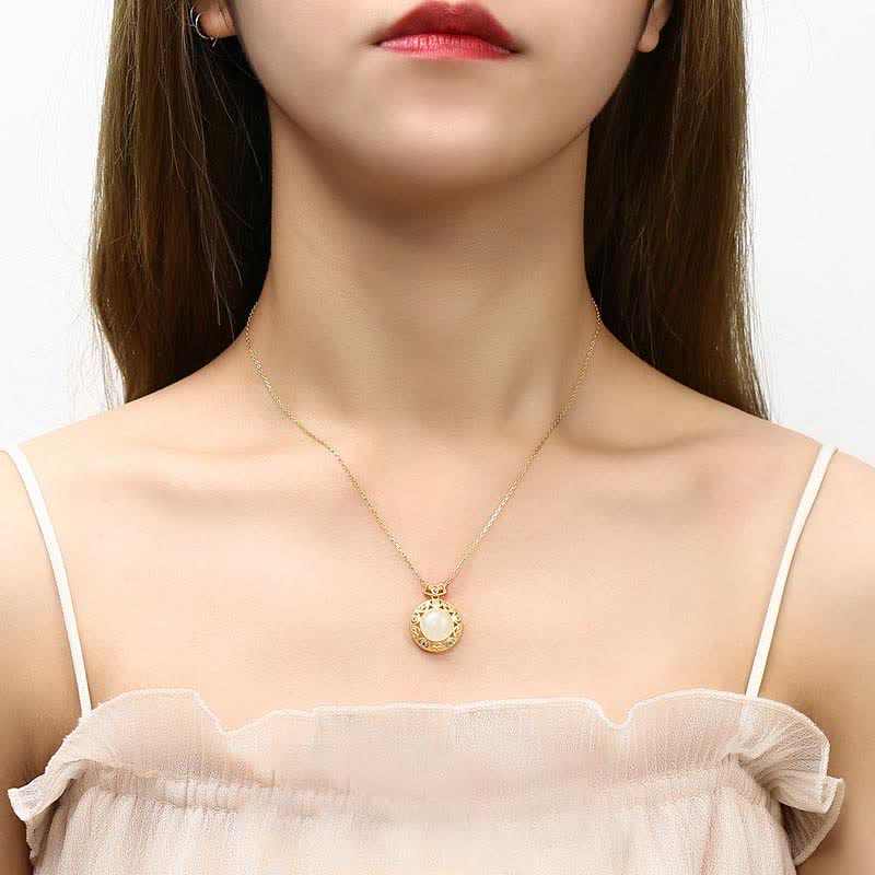 KarmaRipple's 925 Sterling Silver Green Chalcedony Hetian Ivory Jade Strength Pendant Necklace p7