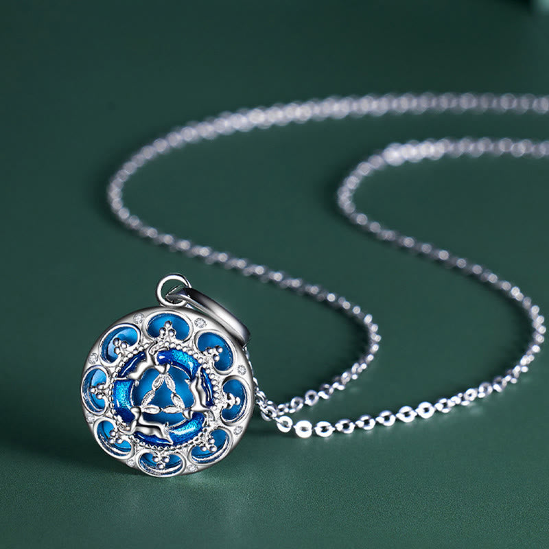 KarmaRipple's 925 Sterling Silver Round Turquoise Three Rabbits Balance Pendant Necklace p2