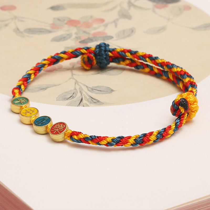 KarmaRipple's Handmade Dunhuang Color Thread Peace And Joy Protection Braid String Bracelet p5