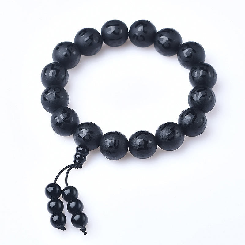 KarmaRipple's Tibet Ivory Gemstone Black Onyx Om Mani Padme Hum Meditation Bracelet p10