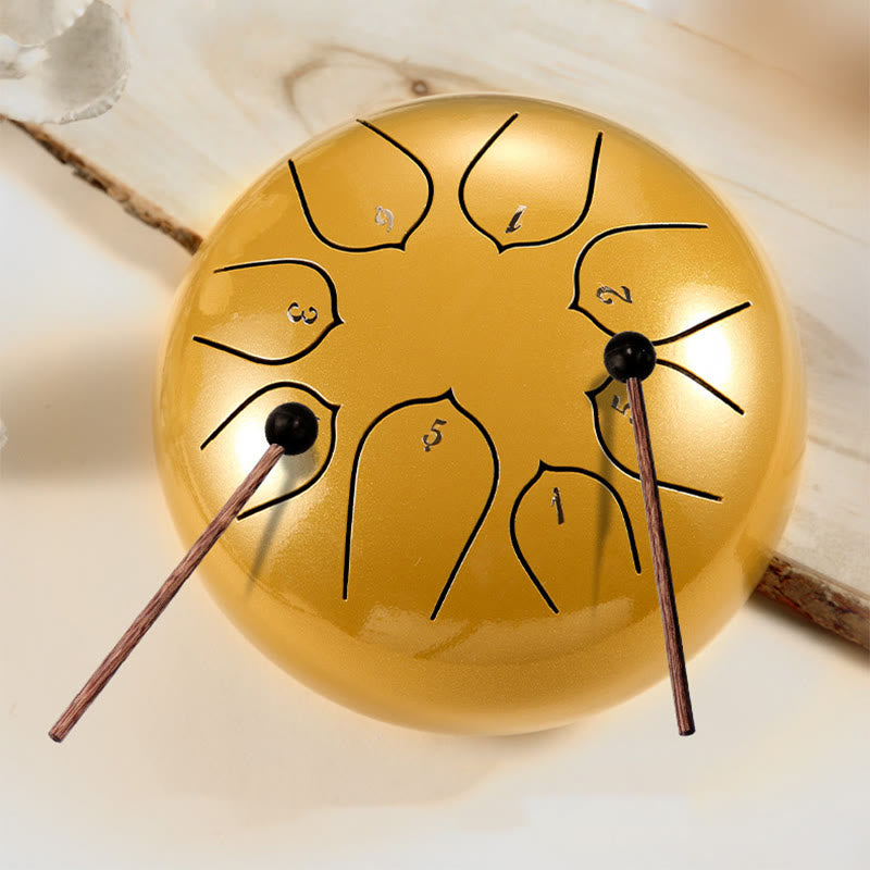 KarmaRipple's Steel Tongue Drum Sound Balancing Meditation Lotus Pattern Drum Kit 8 Note 6 Inch Percussion Instrument p20