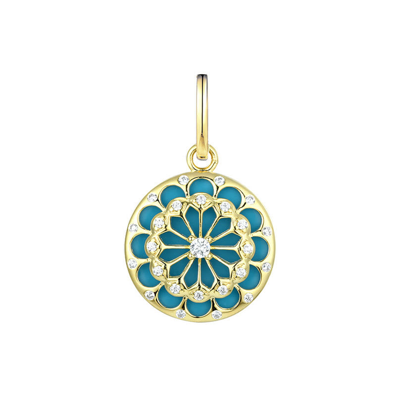 KarmaRipple's 925 Sterling Silver Round Turquoise Zircon Protection Strength Pendant Necklace p9