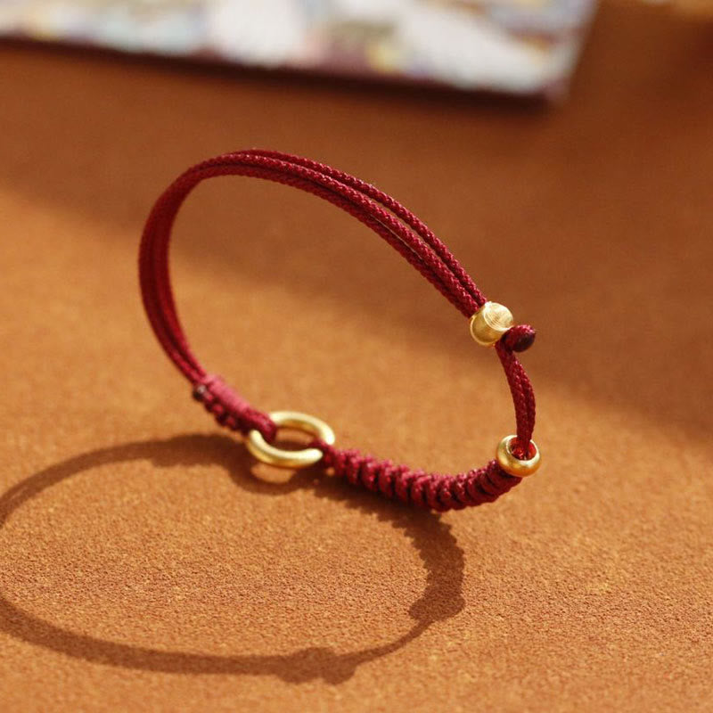 KarmaRipple's Alloy Peace Buckle Fortune Red String Bracelet p2