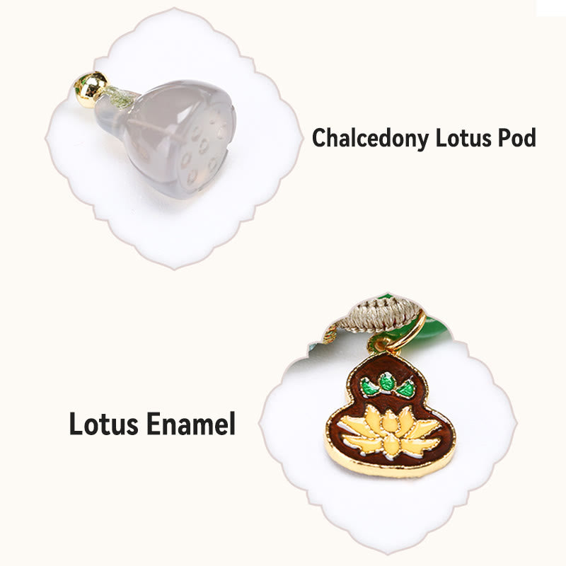 KarmaRipple's Colorful Rope Chalcedony Lotus Jade Peace Buckle Balance Gourd Talisman Bracelet p6