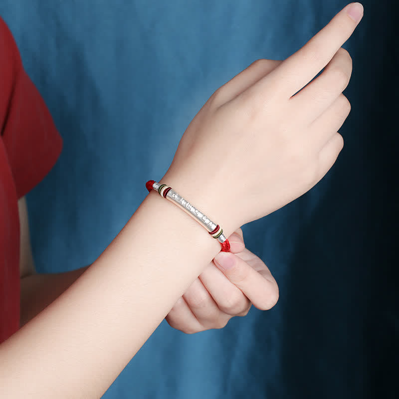 KarmaRipple's 999 Sterling Silver Om Mani Padme Hum Protection Strength String Bracelet p13