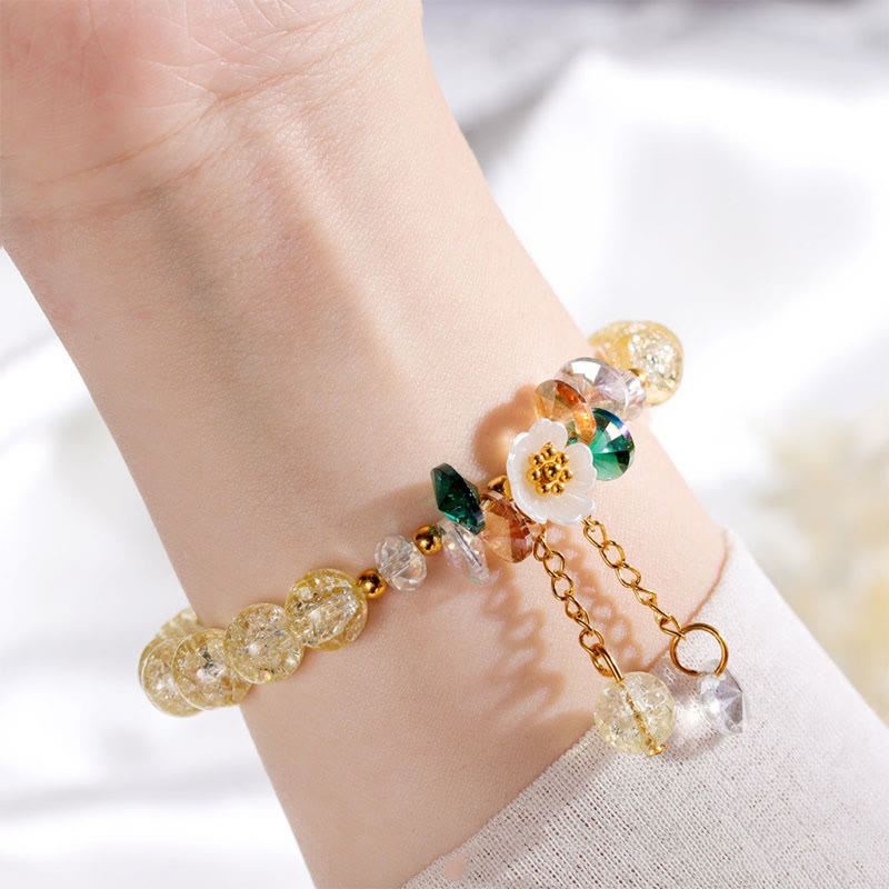 KarmaRipple's Simple Design Flower Talisman Glass Bead Bracelet p22