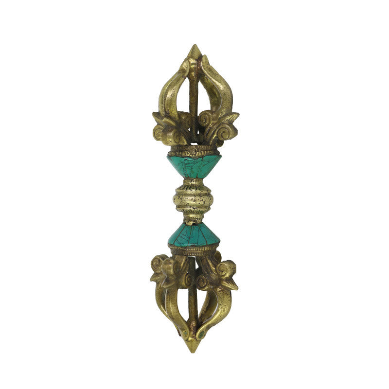 KarmaRipple's Tibetan Five Prong Vajra Dorje Handcrafted Nepal Spiritual Power Bronze Decoration p12