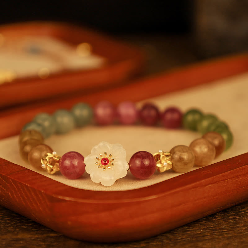KarmaRipple's Colorful Tourmaline Jade Flowers Love Bracelet p3