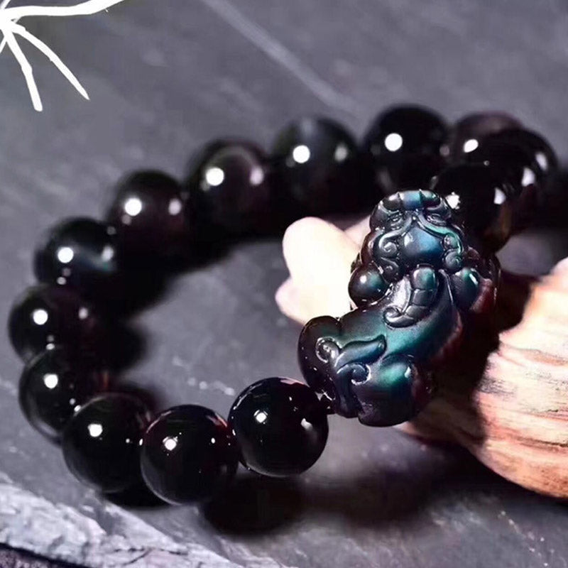 KarmaRipple's FengShui PiXiu Rainbow Obsidian Fortune Bracelet p1