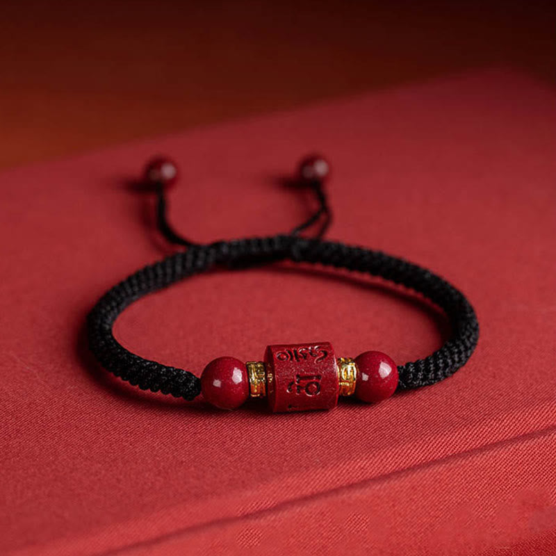 KarmaRipple's Tibet Cinnabar Om Mani Padme Hum Engraved Blessing Woven Bracelet p16