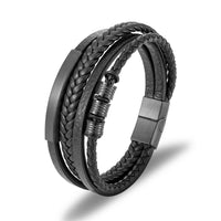 Bracelet en cuir multicouches avec boucle magnétique en acier titane de KarmaRipple