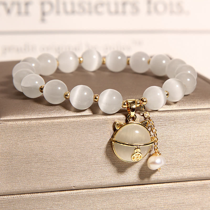 KarmaRipple's Cat's Eye Lovely Cat Pattern Pearl Love Talisman Bracelet p5