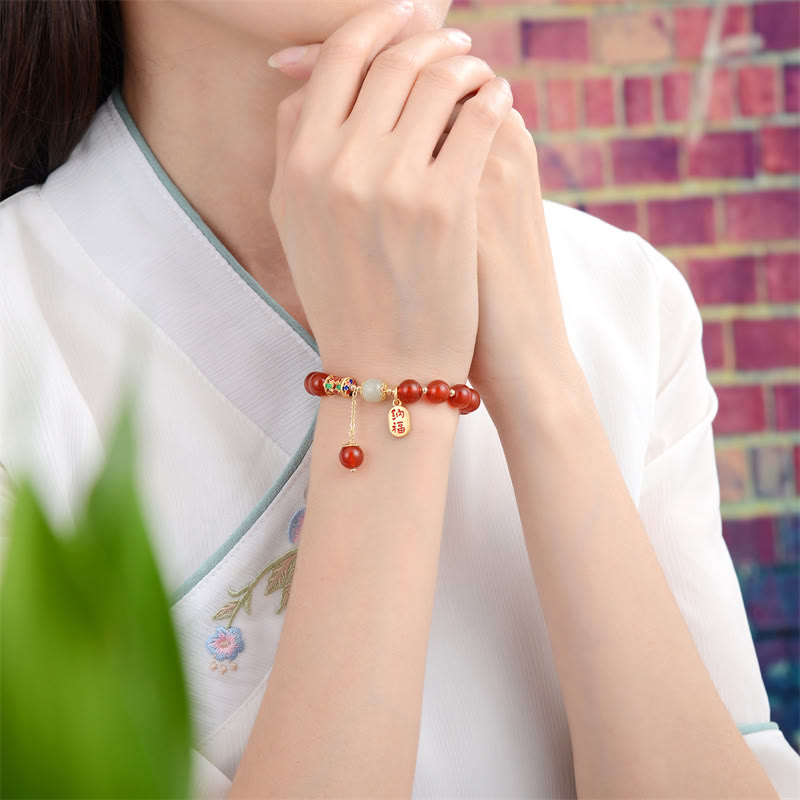 KarmaRipple's Authentic Red Agate Jade Confidence Fortune Blessing Talisman Bracelet p9