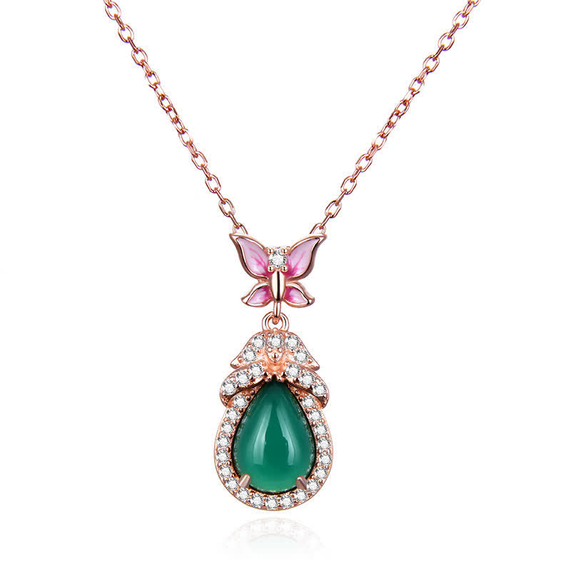 KarmaRipple's 925 Sterling Silver Green Chalcedony Butterfly Zircon Courage Pendant Necklace p6