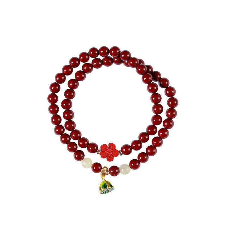 KarmaRipple's Cinnabar Lotus Talisman Double Wrap Blessing Bracelet p9