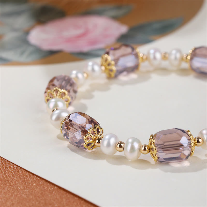 KarmaRipple's Authentic Amethyst Pearl Peace Balancing Chain Bracelet p6
