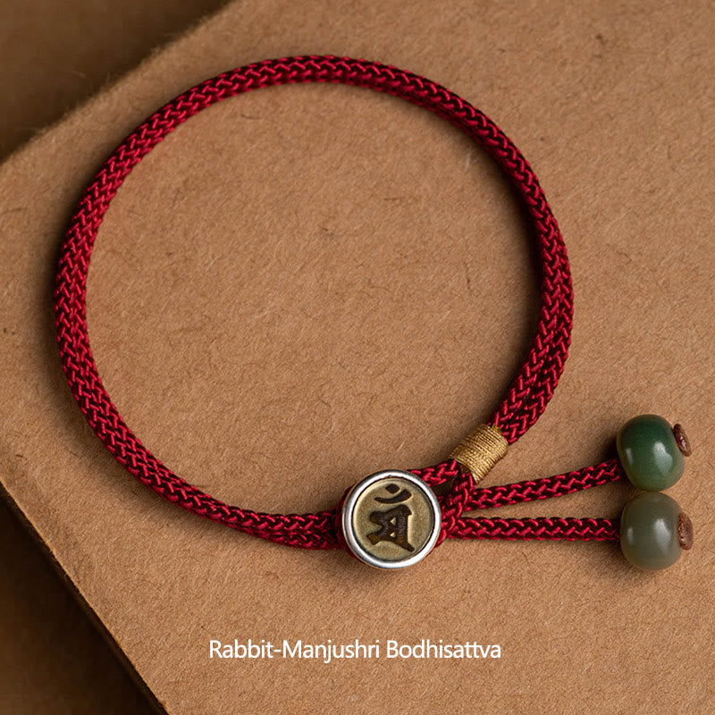 KarmaRipple's 925 Sterling Silver Handmade Chinese Zodiac Natal Buddha Cyan Bodhi Seed Protection Woven Red String Bracelet p28