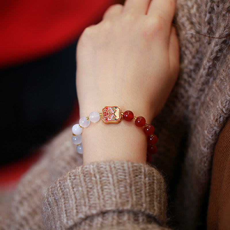 KarmaRipple's Red Agate Ivory Agate Strength Balancing Bracelet p4