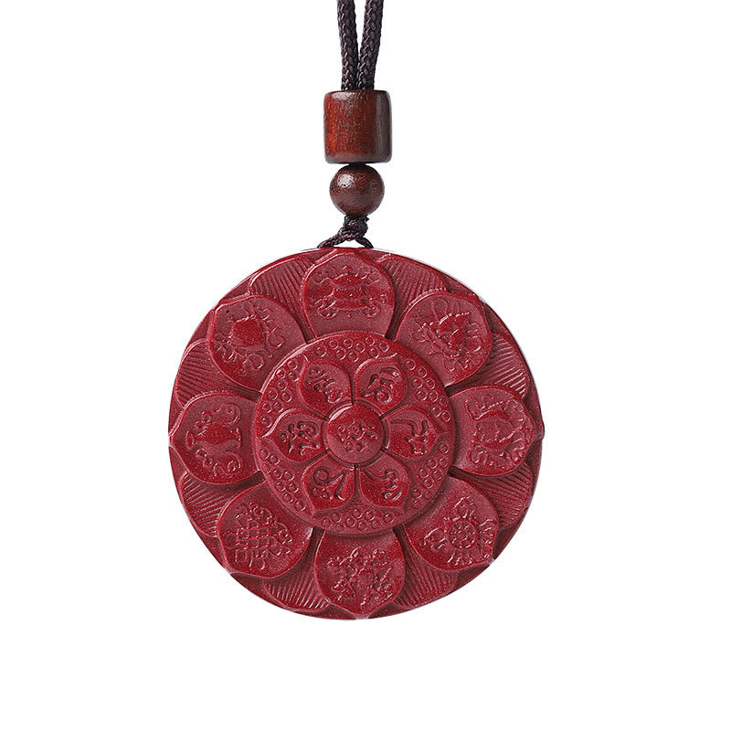 KarmaRipple's Authentic Cinnabar Lotus Om Mani Padme Hum Blessing Pendant String Necklace p7