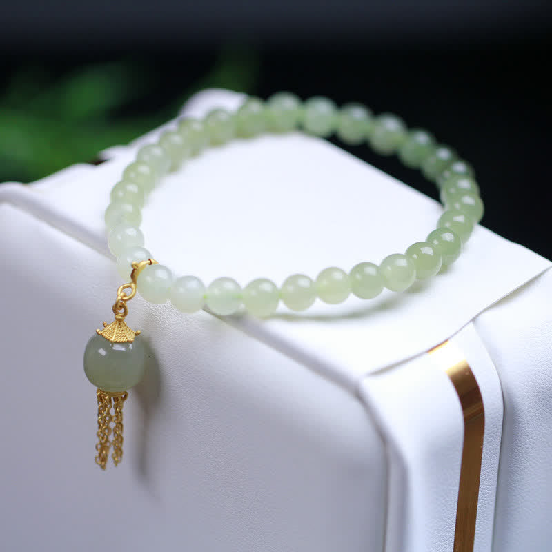 KarmaRipple's 925 Sterling Silver Hetian Jade Beaded Wealth Talisman Bracelet p4