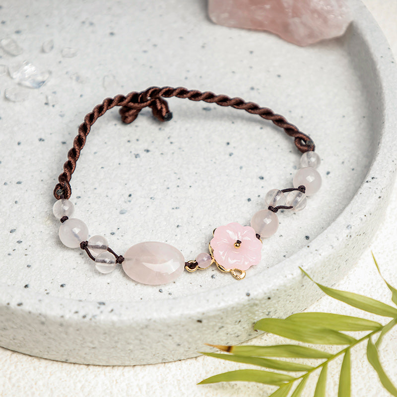KarmaRipple's The Flower of Love Pink Gemstone Soothing Anklet p2