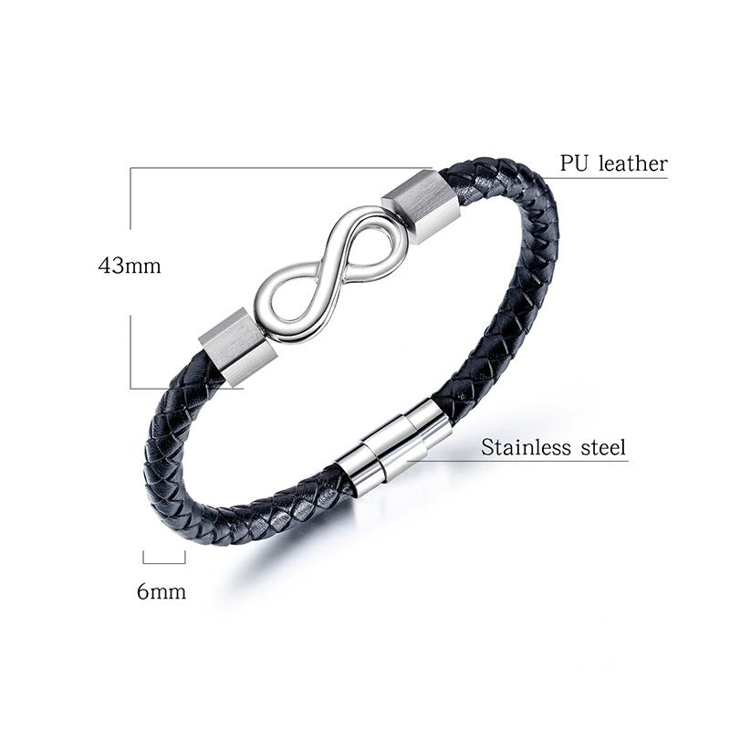 KarmaRipple's Endless Weave Titanium Steel Infinity Leather Weave Balance Bracelet p14