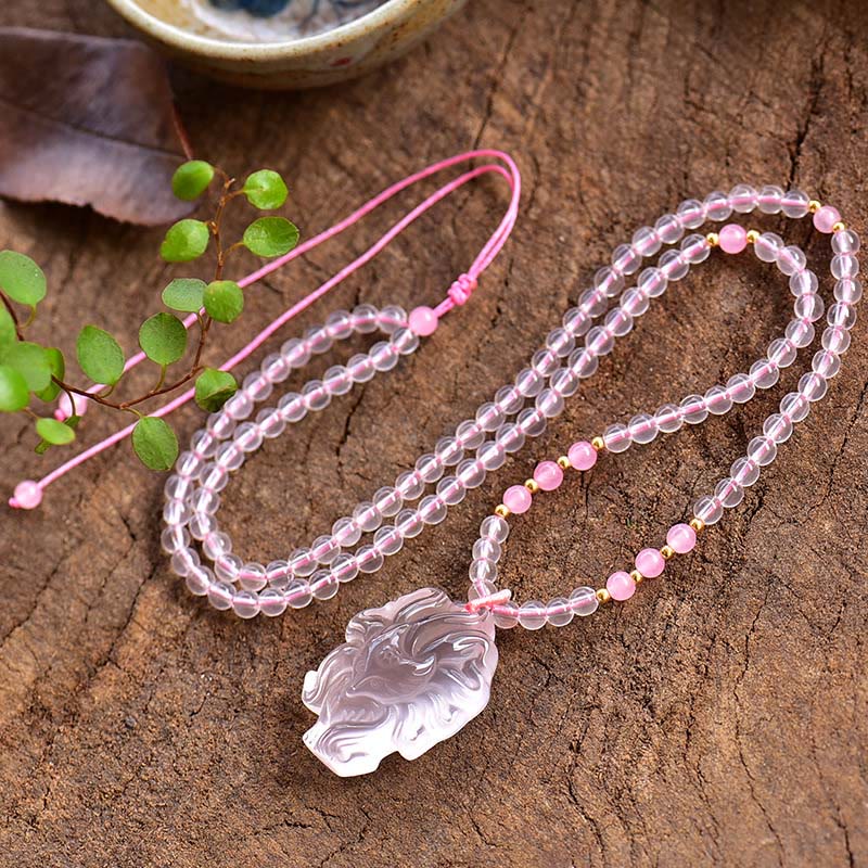 KarmaRipple's Authentic Pink Gemstone Nine Tailed Fox Love Pendant Necklace p5