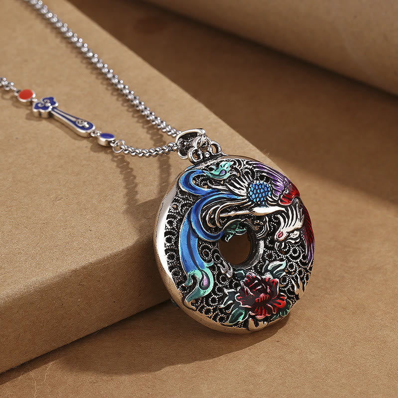KarmaRipple's Phoenix Peony Flower Fortune Protection Pendant Necklace p5