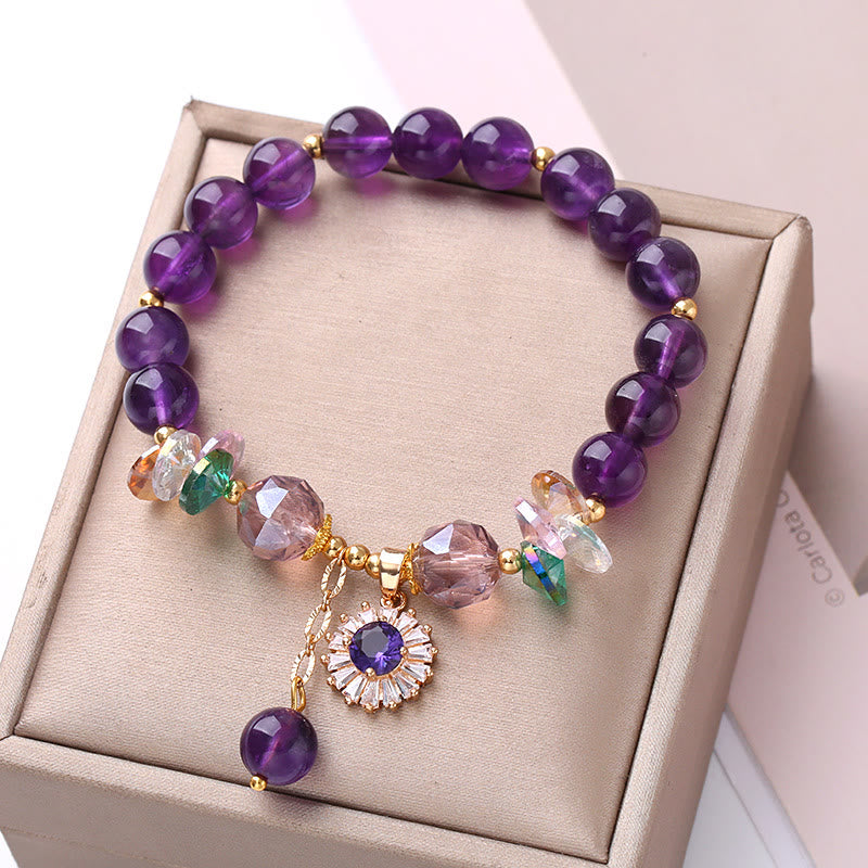 KarmaRipple's Authentic Amethyst Zircon Sun Balancing Spiritual Talisman Bracelet p1