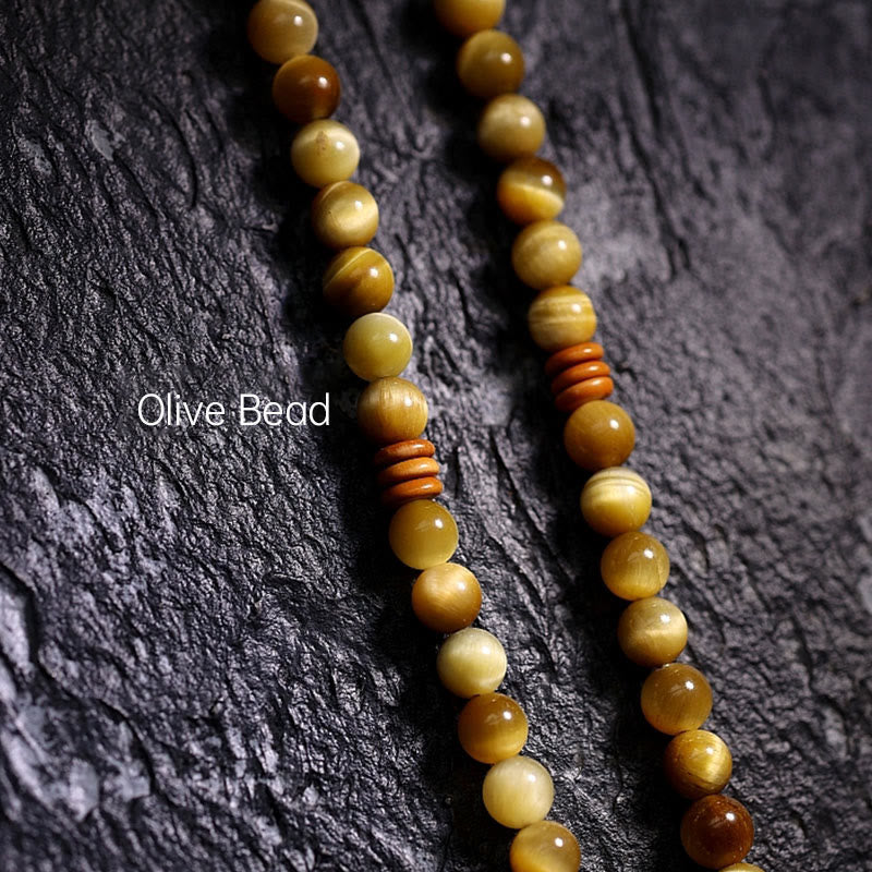 KarmaRipple's 108 Mala Beadwork Authentic Tiger Eye Bronze Dorje Protection Tassel Bracelet p21