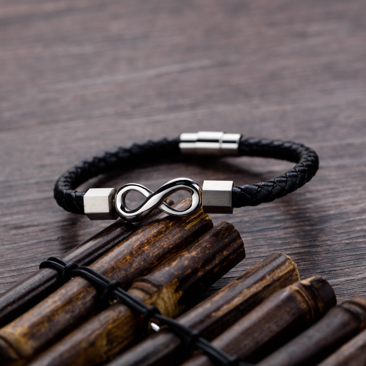 KarmaRipple's Endless Weave Titanium Steel Infinity Leather Weave Balance Bracelet p12