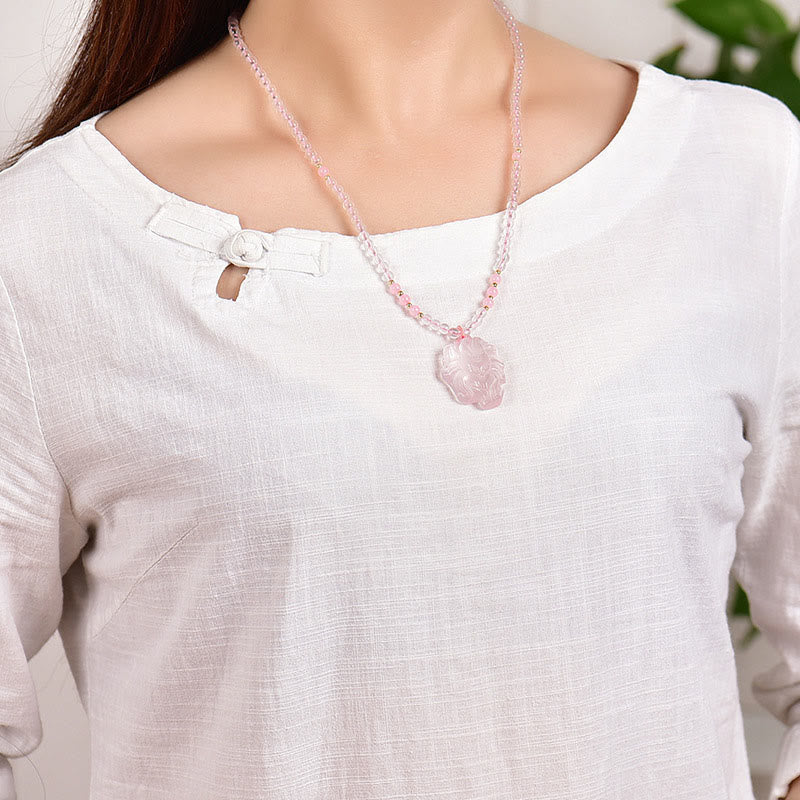 KarmaRipple's Authentic Pink Gemstone Nine Tailed Fox Love Pendant Necklace p6