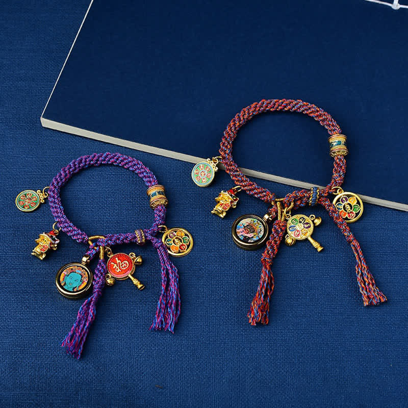 KarmaRipple's Tibetan Green Tara Zakiram Goddess of Wealth Thangka Fortune Braid String Bracelet p3