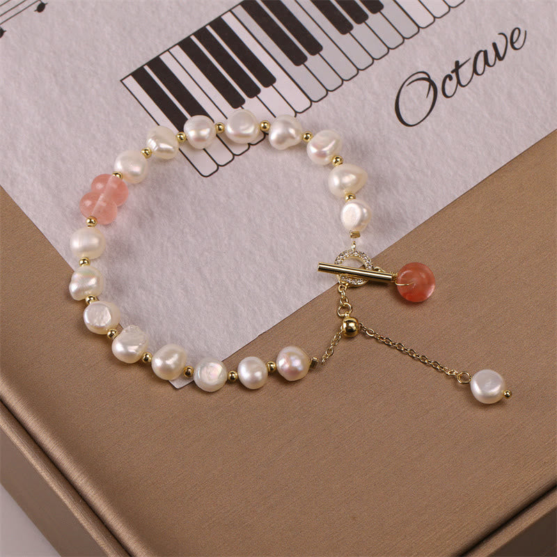 KarmaRipple's Pearl Green Strawberry Quartz Bead Balancing Chain Bracelet p15