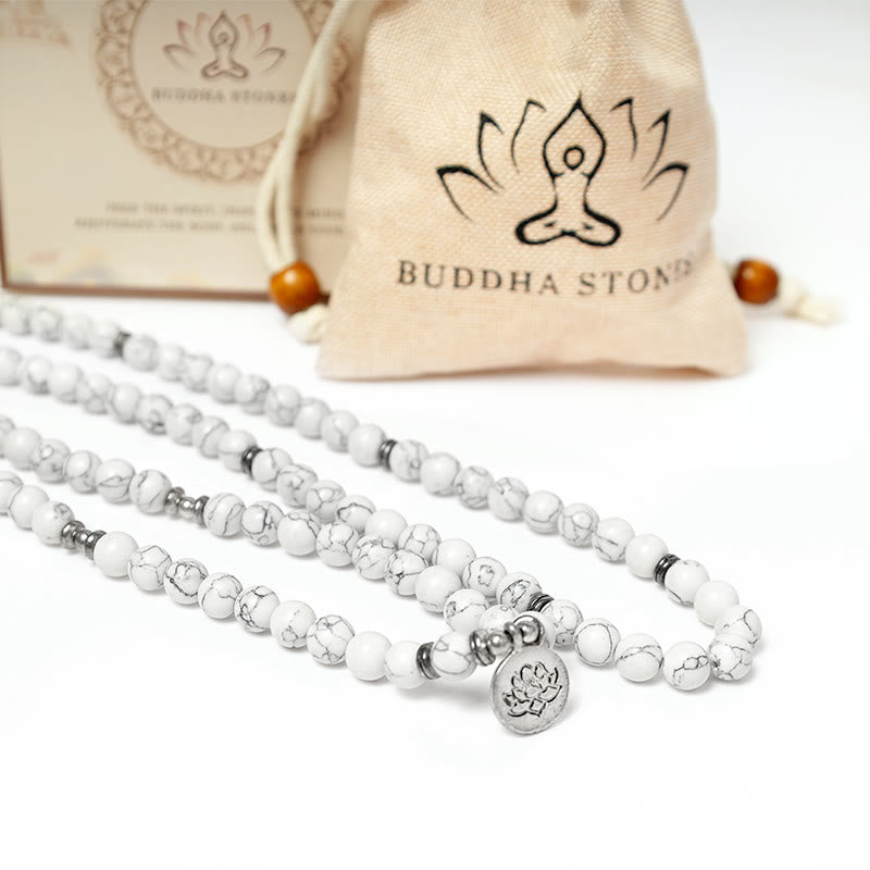 KarmaRipple's Ivory Turquoise Lotus Mala Balancing Bracelet p7