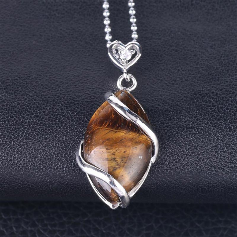 KarmaRipple's Marquise Pattern Authentic Gemstone Stone Talisman Pendant Necklace p8