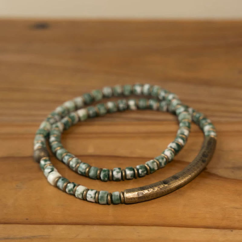 KarmaRipple's Sodalite Picture Jasper Green Point Stone Balance Wisdom Bracelet p21