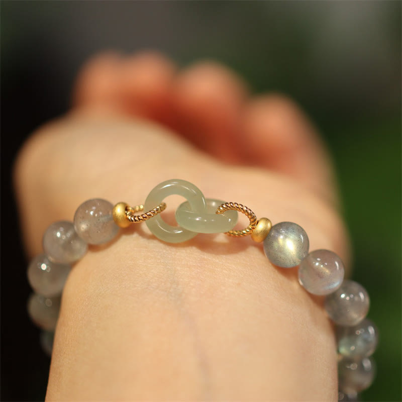 KarmaRipple's Authentic Moonstone Heitan Jade Peace Buckle Balancing Bracelet p3