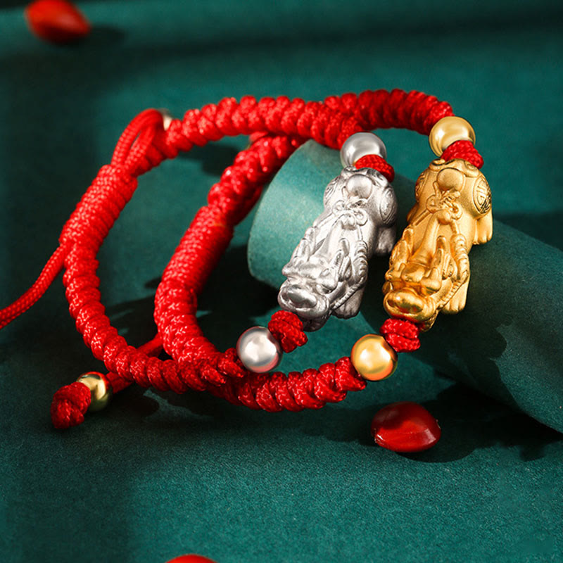KarmaRipple's 999 Sterling Silver PiXiu Wealth King Kong Weave String Woven Kids Child Bracelet p15
