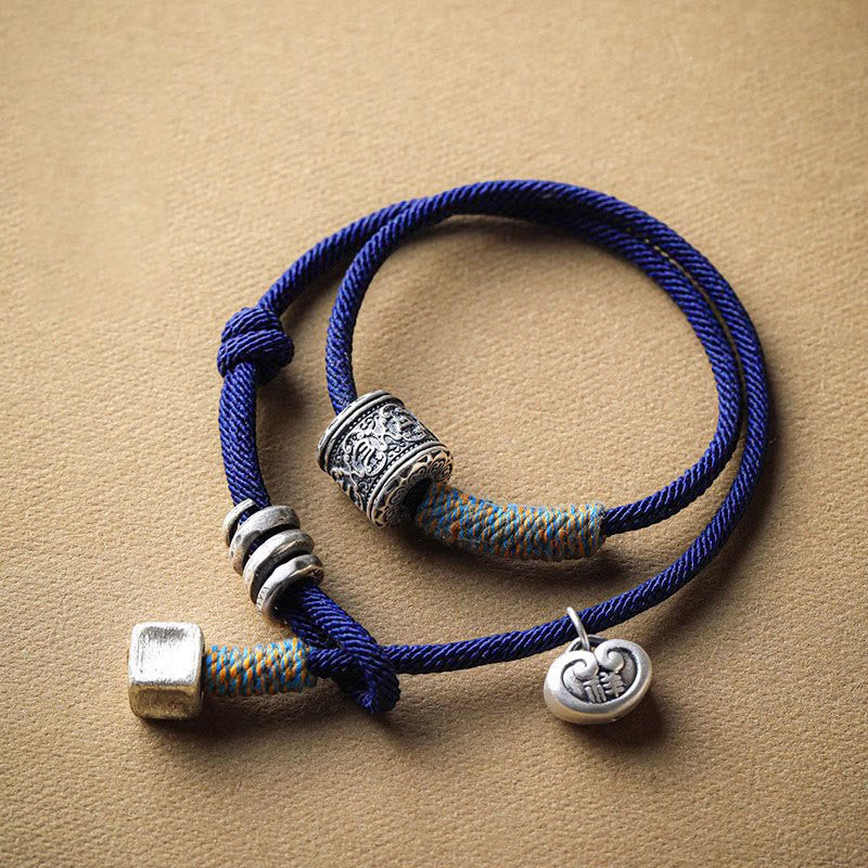 KarmaRipple's Handmade Tibetan Om Mani Padme Hum Carved Auspicious Amulet Double Wrap Rope Bracelet p7