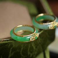 KarmaRipple's 18K Gold Plated Authentic Green Chalcedony Strength Ring