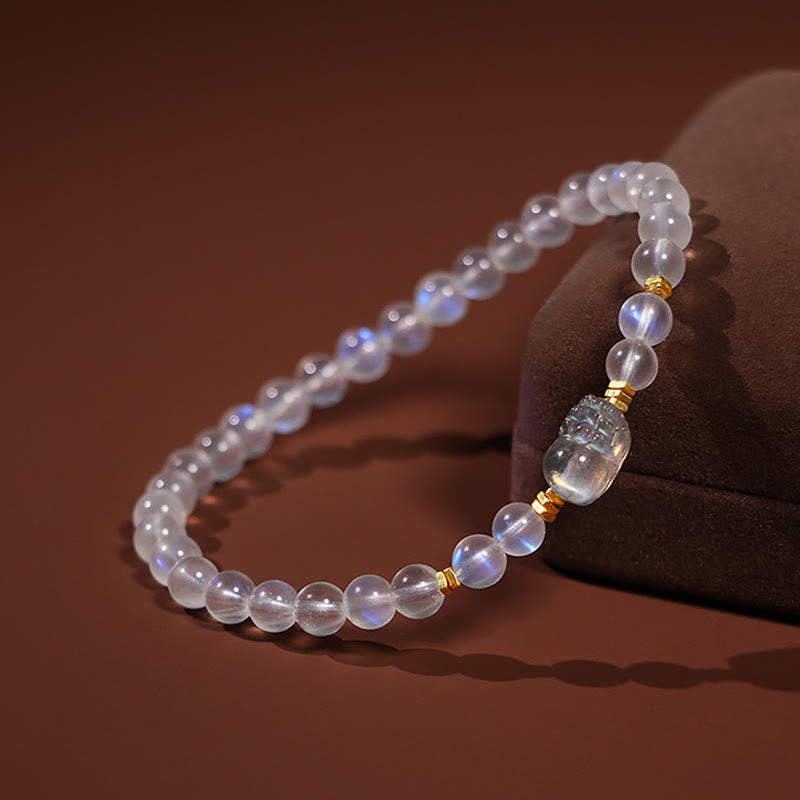 KarmaRipple's 925 Sterling Silver Plated Gold Authentic Moonstone PiXiu Balancing Bracelet p4