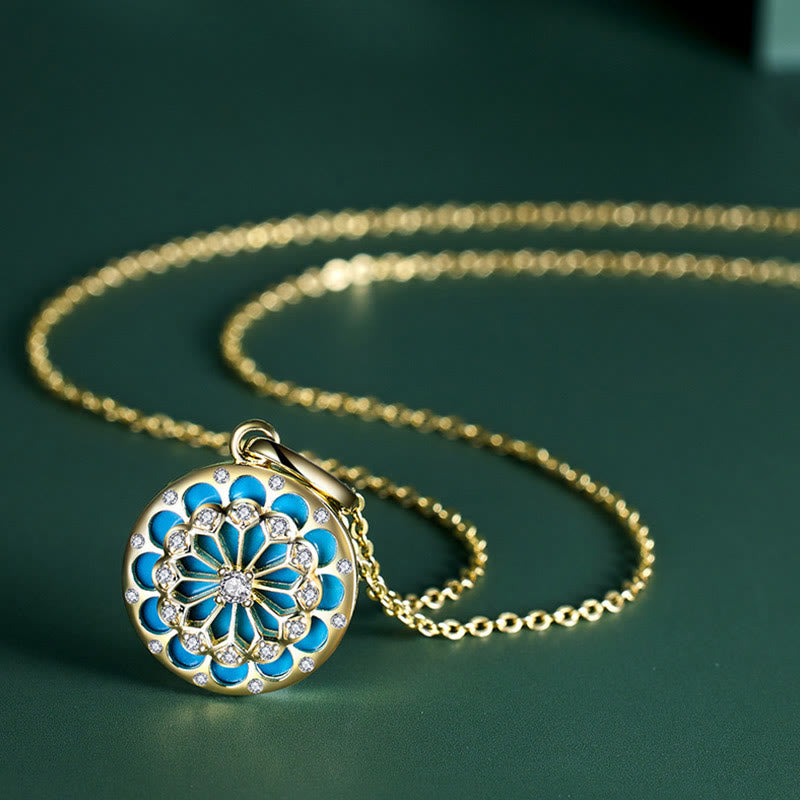KarmaRipple's 925 Sterling Silver Round Turquoise Zircon Protection Strength Pendant Necklace p3