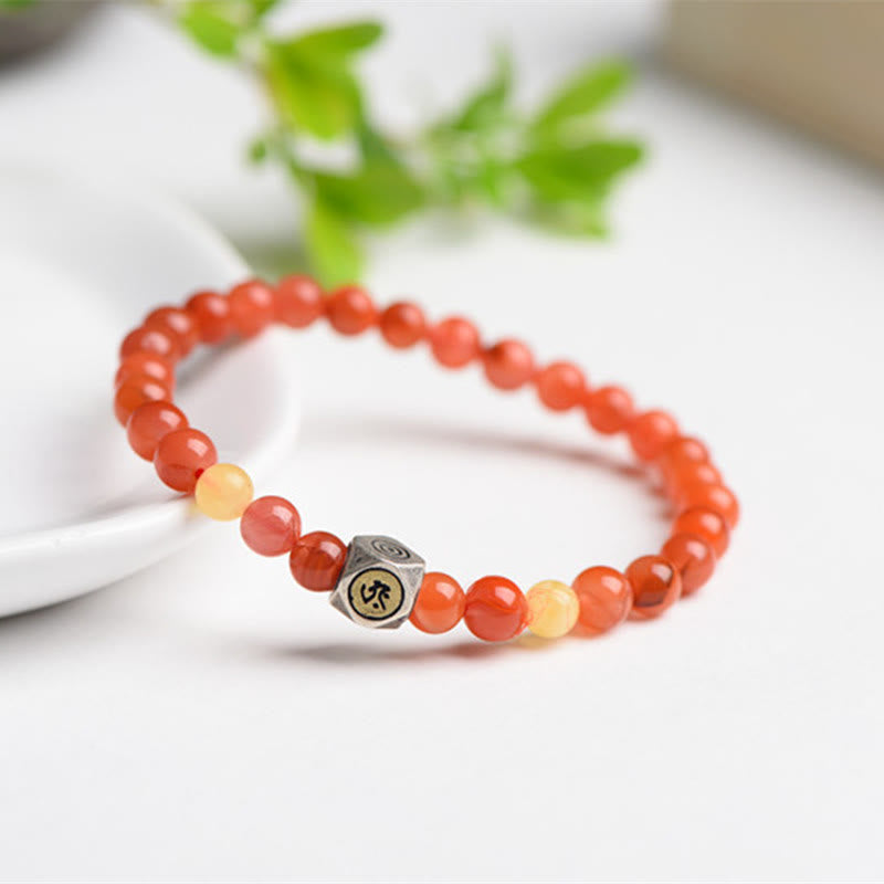 KarmaRipple's 925 Sterling Silver Chinese Zodiac Natal Buddha Amulet Red Agate Amber Self-acceptance Bracelet p1